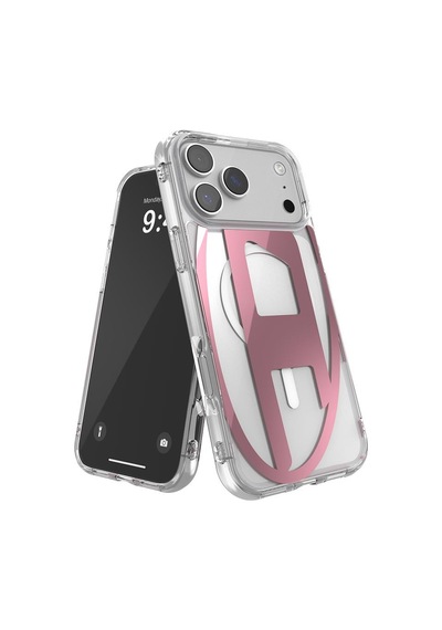 Diesel Apple iPhone 17 Pro Max Uyumlu Magsafe Destekli Oval D Metalik Kılıf - Pembe