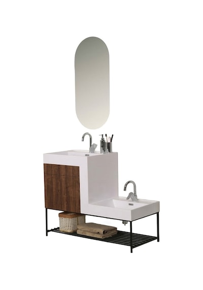 Kobos Up-down 100 Cm Banyo Dolabı Seti New Dark Walnut Ahşap - Beyaz Kobos Up-down 100 Cm Banyo Dolabı Seti New Dark Walnut Ahşap - Beyaz