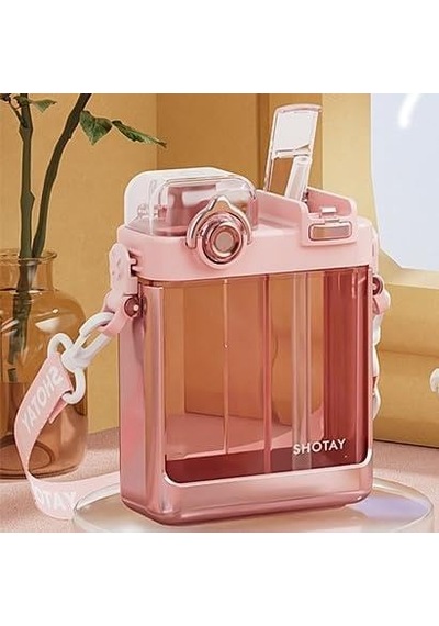 Su Matarası 2 Bölmeli Tritan Pembe 700ml Çok Renkli