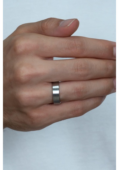 6mm Mat Düz Model Unisex Kadın Erkek Çelik Alyans Yüzük Cl29 Beyaz