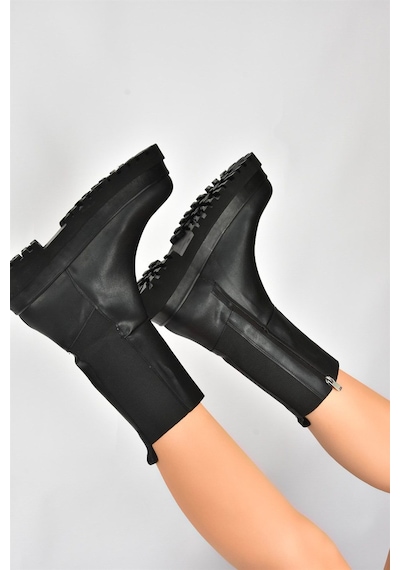Fox Shoes Siyah Kalın Tabanlı Kadın Bot J267063109 Siyah
