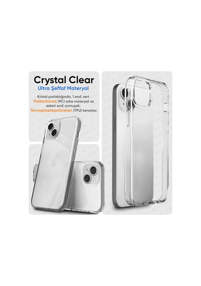 İphone 11 İle Uyumlu Crystal Clear Ultra Şeffaf Silikon Kılıf Arkası Sert Polikarbonat Kenarları Yumuşak Tpu Darbe Emici İç Hava Yastığı Destekli Kapak 11