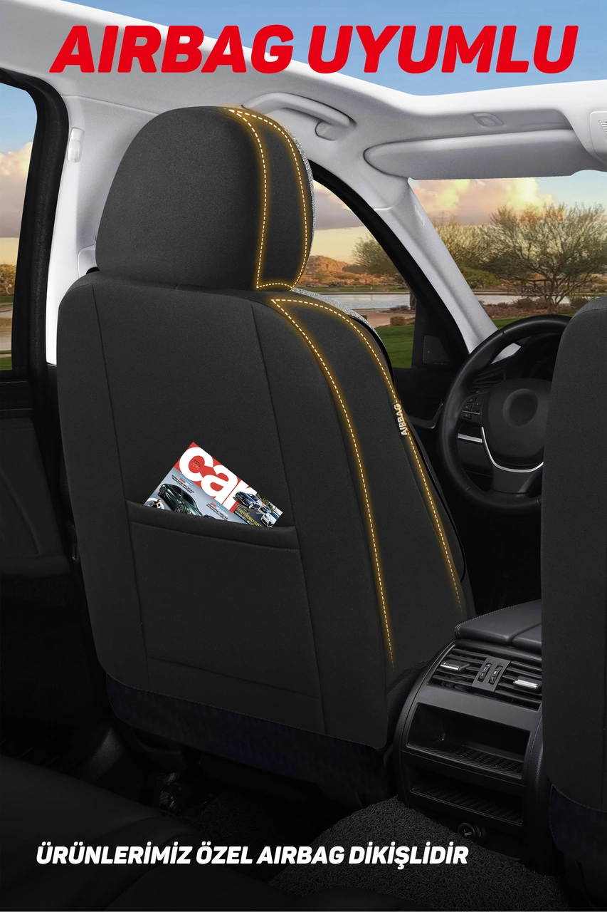 City Serisi Toyota Corolla 2014-2016 İle Uyumlu Koltuk Kılıfı, Gri-siyah