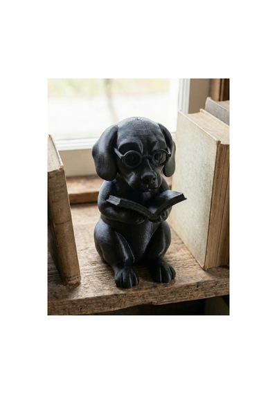 Kitap Okuyan Köpek Biblo Gözlüklü Dekoratif 3d Baskı Masa & Kitaplık Süsü
