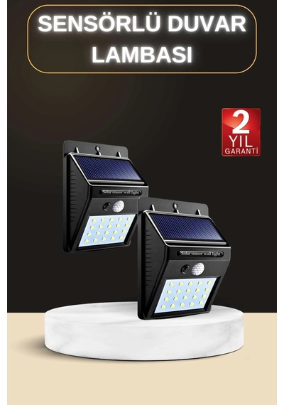 Hubrendy Tekno Bahçe Aydınlatma Sensörlü Güneş Enerjili Duvar Lambası 40 Led Işık