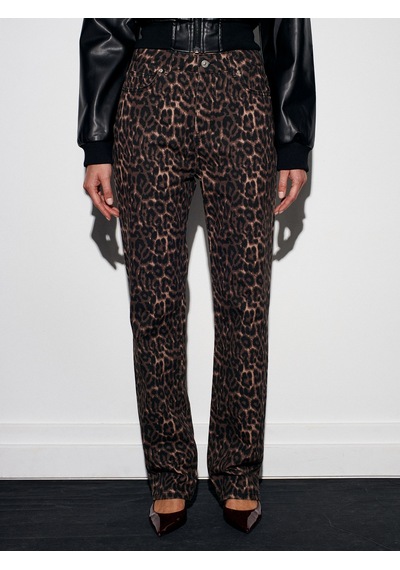 Dilvin 72083 %100 Pamuk Leopar Straight Jean-kahve Kahve