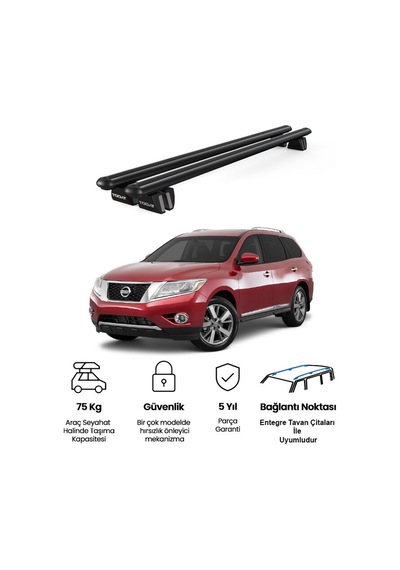 Pençe Nissan Pathfinder Ara Atkı 2013-2020 Uyumlu Siyah Ara Atkı Port Bagaj Tavan Barı
