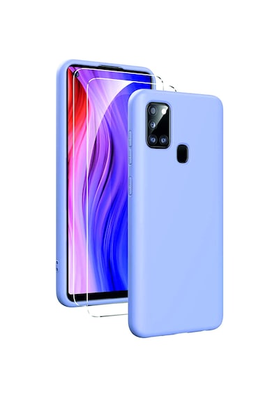 Samsung Galaxy Uyumlu A21s Kılıf Kamera Korumalı Silikon Rubber Arka Kapak Lila