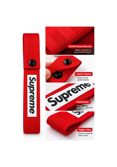 Supreme Dekoratif Tampon Dili Çekme İpi Görünümlü Araç Aksesuarı 20x4 Cm Kırmızı
