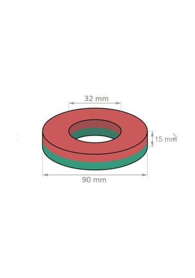 Dünya Magnet 90mm X D32mm X 15mm Güçlü Ferrit Kömür Seramik Halka Mıknatıs