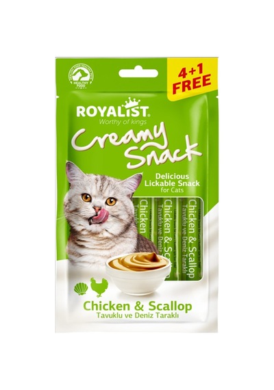 Kedi Ödül Maması Royalıst Creamy Snack - Chicken & Scallop 75 Gr
