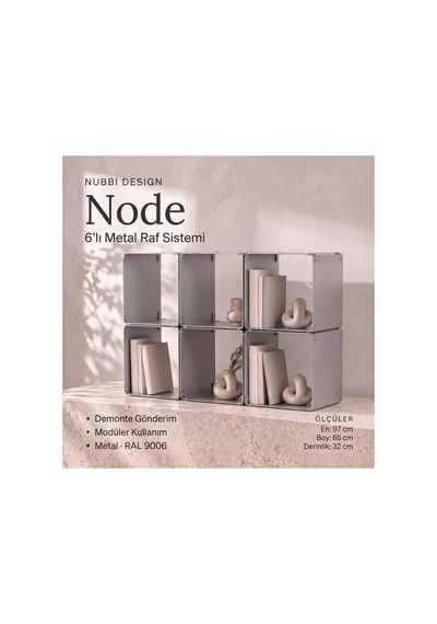 Node 6 Lı Modüler Metal Tv Ünitesi Açık Raflı Dekoratif Televizyon Sehpası Gümüş - 940100355 Gümüş Node 6 Lı Modüler Metal Tv Ünitesi Açık Raflı Dekoratif Televizyon Sehpası Gümüş - 940100355 Gümüş