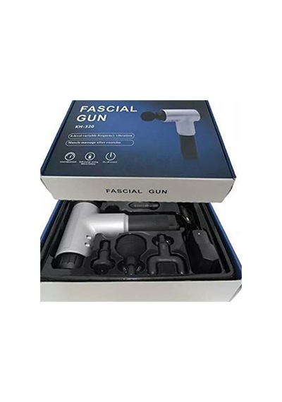 Fascial Gun Masaj Aleti Tabancası Sporcu Kas  Şarjlı 6 Gri - Siyah