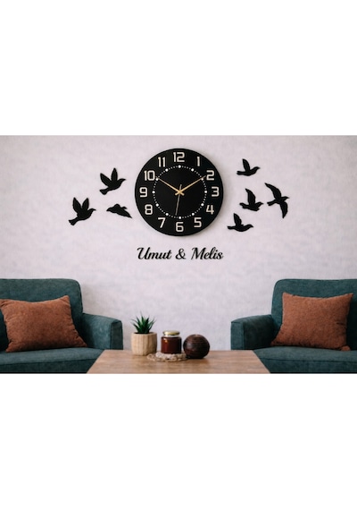 Duvar Saati 40 Cm Modern Ve Şık Tasarım Kuşlar 8 Adettir No144 Çok Renkli