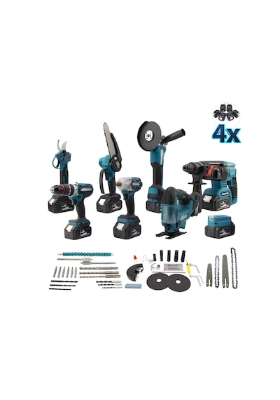 Dawreek Sekizli Set DBML (LED Aydınlatma+ Ş.Hilti+Ş.Spral+S.Sıkma+13 MM Ç.Mandren+Ş.Dekupaj+Budama Testeresi+Bağ Makası)