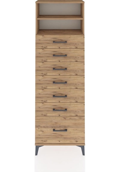 Arges Dolap 2 Raflı 7 Çekmeceli 60x30x182 Çam-çam Atlas Çam
