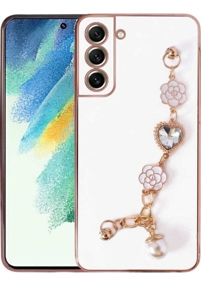 Galaxy S21 Fe Kılıf El Tutamaçlı Kamera Korumalı Zore Taka Silikon Kapak Beyaz