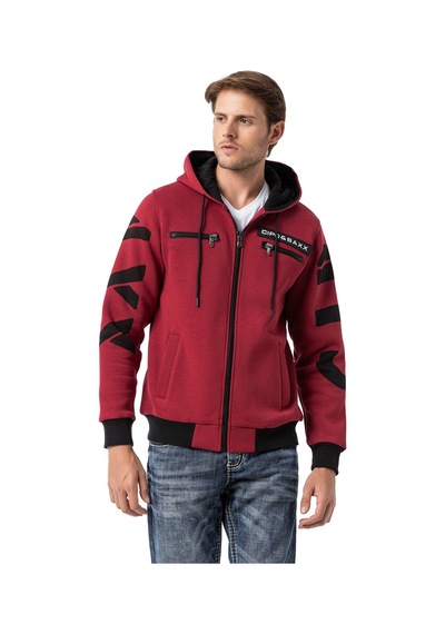 Cipo & Baxx Erkek Kapüşonlu Fermuarlı Sweat Ceket Cl577 Bordo