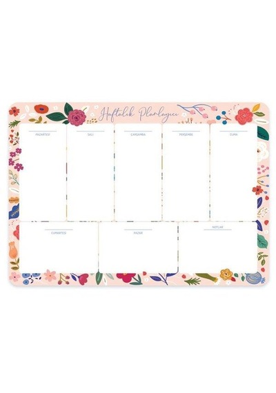 Keskin Color Haftalık Planner Blok Pembe Çiçek 17x24 Cm Haftalık Planlayıcı