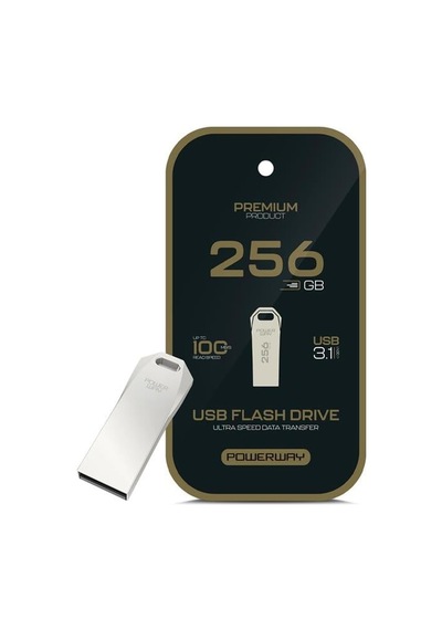 Powerway Premium 256 Gb 100mb/s Ultra Hızlı Usb 3.1 Metal Silver Flash Bellek -