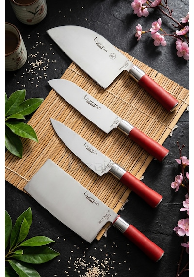 Red Craft Seri Mutfak Bıçak Seti Et Sebze Şef Bıçağı 4 Lü Mtf-325 Kırmızı