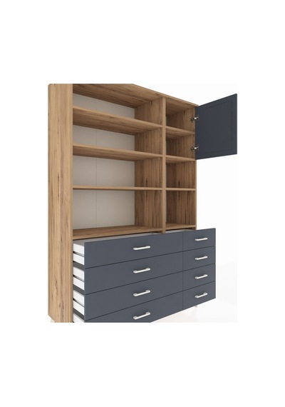Hyperion Dolap 8 Raflı 8 Çekmeceli Tek Kapaklı 132x44x195 Çam-antrasit/antrasit Antrasıt/antrasıt Hyperion Dolap 8 Raflı 8 Çekmeceli Tek Kapaklı 132x44x195 Çam-antrasit/antrasit Antrasıt/antrasıt