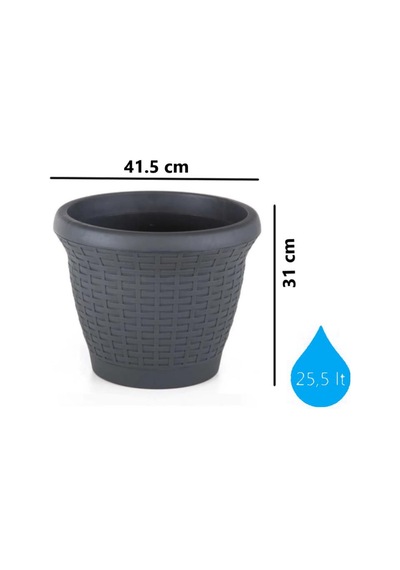 Omnipazar So-hs05 Plastik Hasır Desenli Dekoratif Saksı 25 Litre No 5