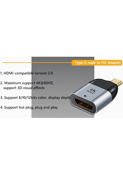 Type C To Hdmi 4K 60Hz Çevirici Dönüştürücü 4892P Adaptor Dönüştü