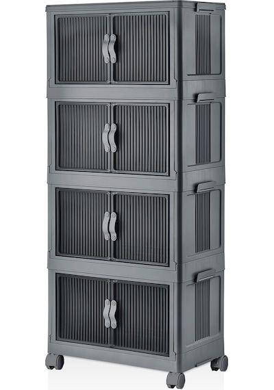 Evle Katlanabilir Modüler Dolap 4 Lü 54 Cm X 31,7 Cm X 127 Cm Antrasit