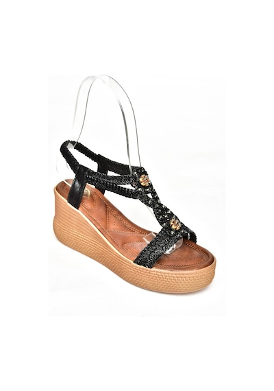 Fox Shoess258188009 Siyah Dolgu Tabanlı Kadın Sandalet Siyah