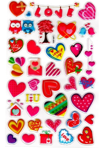 Sticker Kabartmalı Stiker Defter, Planlayıcı Etiket Lxk-009 -22x14 Cm - Şirin Kalpler
