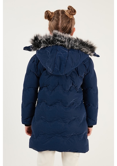 Lela Peluş Astarlı Yakası Suni Kürklü Çıkarılabilir Kapüşonlu Kışlık Kız Çocuk Mont 5761905 Saks