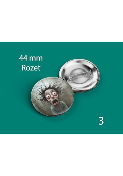 44 Mm Buton Rozet İğneli Çanta Kıyafet Rozeti Elektrik Saçlı Adam Çok Renkli
