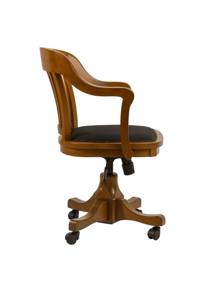 Throne Deri Döşemeli Ahşap Ofis Sandalyesi Ceviz