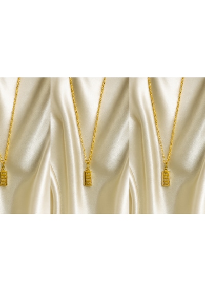 Şehrazat Handmade Külçe Tasarimli Gold Çelik Kolye Altın