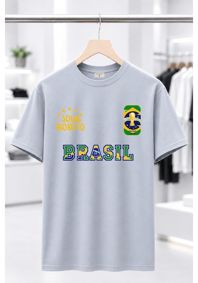 Bayloranzzo Brasil %100 Pamuk Heavy Cotton Premium Kalite Erkek Tişört Gri