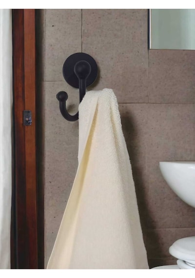 Yapışkanlı Banyo Düzenleyici Seti Havluluk, Tuvalet Kağıtlığı, Bornozluk Siyah