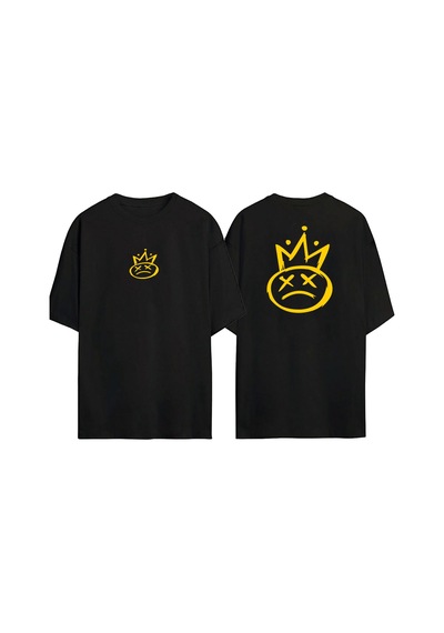 Thewert Unisex Siyah Smile Baskılı Oversize T-shirt
