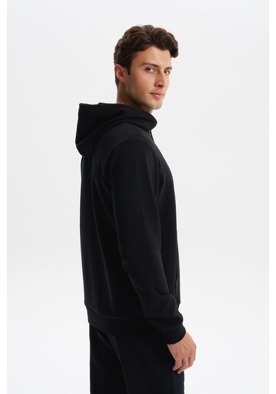 AR-MA Arma Erkek Slim Fit Örme Interlok Kapüşonlu Kanguru Cepli Sweatshirt Yazı Baskılı %80 Pamuk %14 Polyester %6 Elastane K30254685102 Siyah