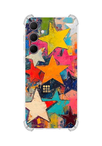 Printify Samsung Galaxy A35 İle Uyumlu Düşlerin Dansı Serisi Yıldız Dansı Tasarımlı Uv Baskılı Köşe Korumalı Antişok Kılıf Şeffaf