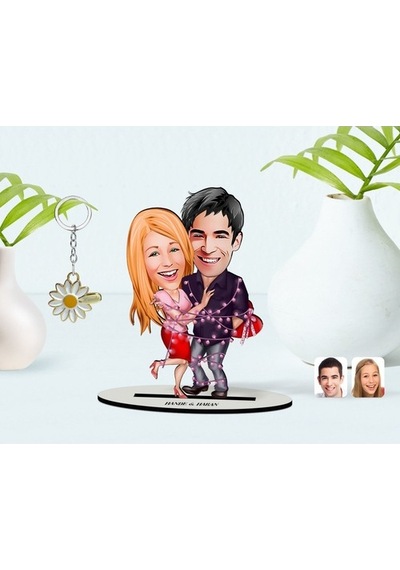 Kişiye Özel Sevgililer Karikatürlü 3D Ahşap Biblo Ve Isimli Gold (473842372)