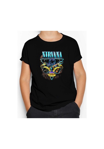 Zepplin Giyim Nirvana Poster Siyah Çocuk Tişört Siyah