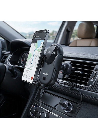 Mega Oto Market Premium Siyah Kablosuz Araç Telefon Tutucu 15w Hızlı Şarj Otomatik Açılır Sensörlü S11