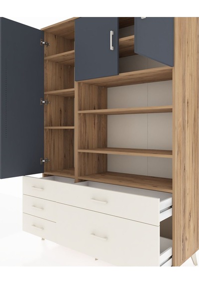 Hyperion Dolap 9 Raflı 5 Çekmeceli 3 Kapaklı 132x44x195 Çam-antrasit/aytaşı Antrasıt/aytası Hyperion Dolap 9 Raflı 5 Çekmeceli 3 Kapaklı 132x44x195 Çam-antrasit/aytaşı Antrasıt/aytası