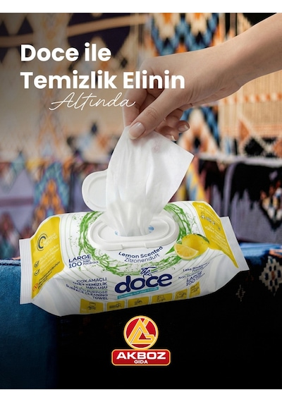 Limon Kokulu Yüzey Temizlik Havlusu 100 Yaprak Pratik Hijyenik Temizlik Mendili Diğer