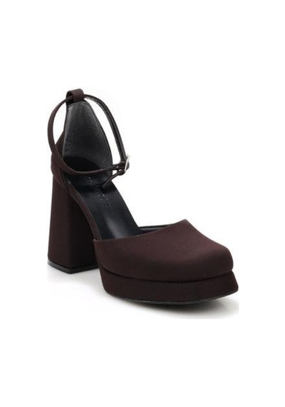 Papuçcity Moda Zen 03512 Kadın Topuklu Abiye Ayakkabı Kahve-saten