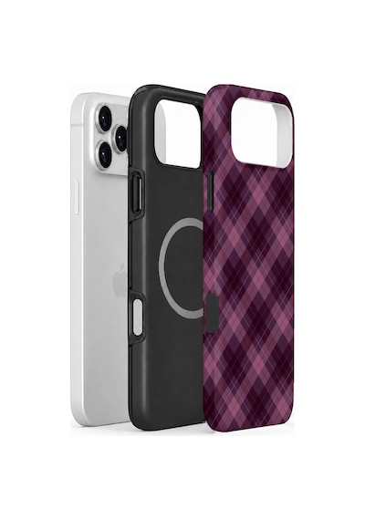 Velvoria Valestra Lila Duman Ekose Apple iPhone Uyumlu 17 Pro Max Magsafe Koruma Kılıfı Valestra Magline - Lila Duman Ekose