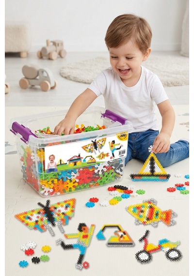 Eğitici 500 Parça Çiçek Puzzle Kutulu Yapı Blokları Zeka Geliştirici Oyuncak Seti 3+ Yaş