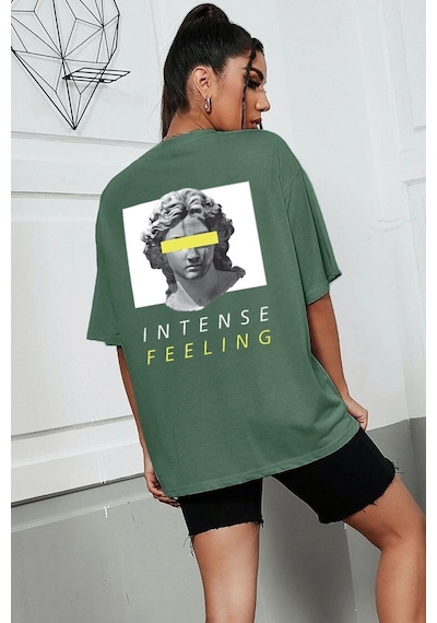 Unisex Aesthetic Baskılı T-shirt Yeşil