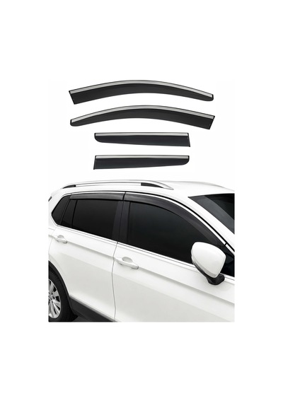 Vw Tiguan 2016-2021 Arası Uyumlu Araca Özel Chrome Style Akrilik Cam Rüzgarlığı Koyu Duman 4 Parça
